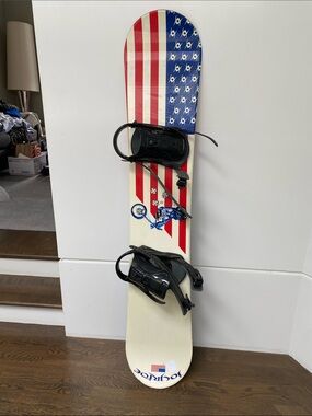 VINTAGE JOY RIDE HARLEY DAVIDSON Patriotic Graphic Snowboard with Black Bindings